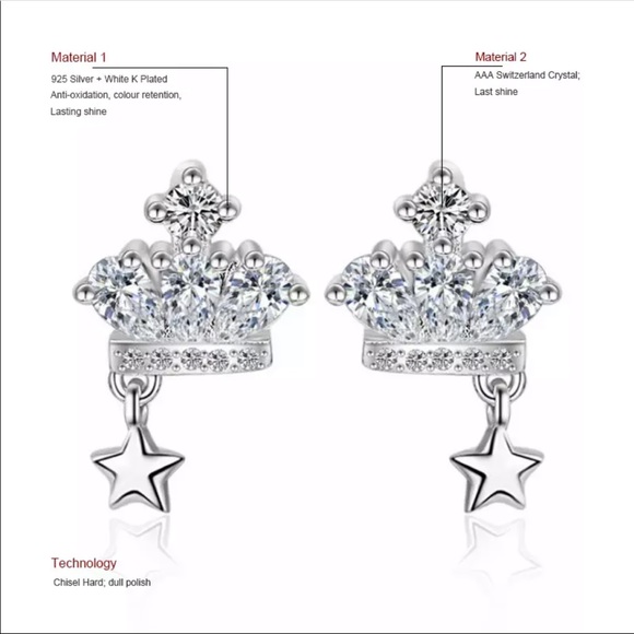 Gold Plated Crown Crystals Earrings - Picture 3 of 4